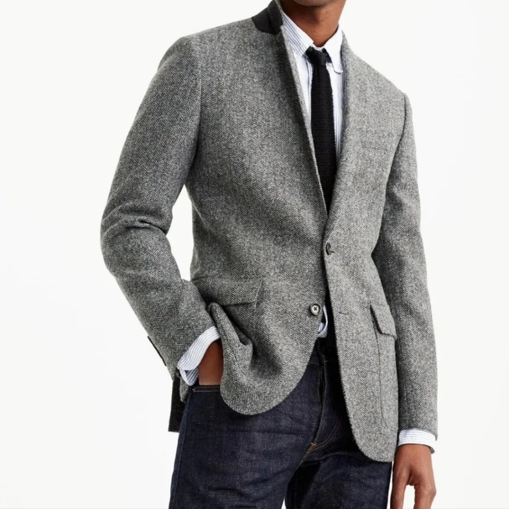 J. Crew Ludlow Wool Herringbone Single Breasted Two Button Blazer Suit Jacket